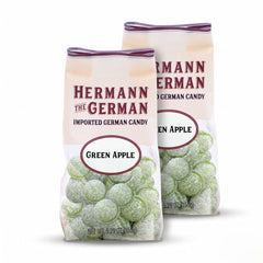 Hermann the German front packaging showing green apple candy and brand
