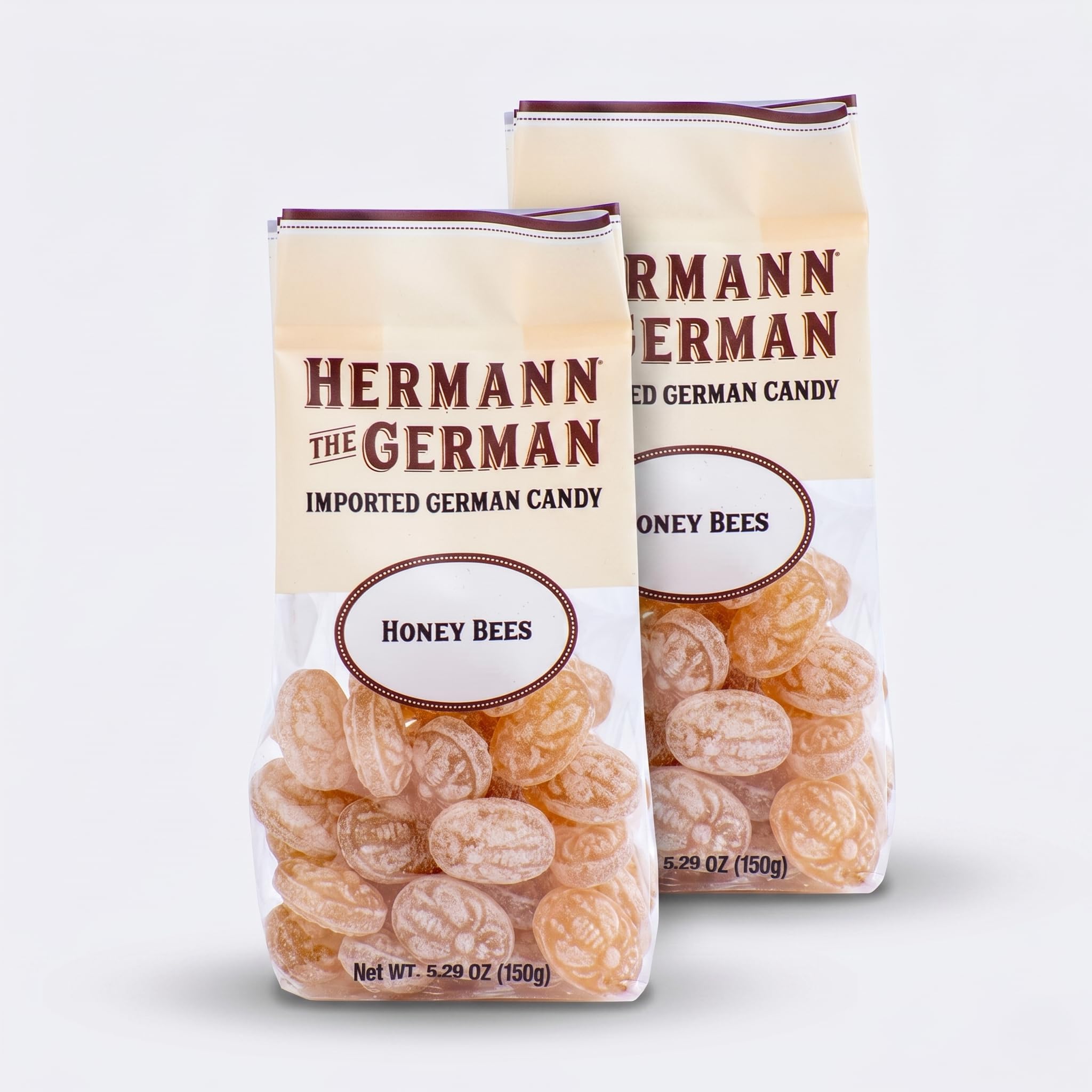Hermann the German front packaging showing bee-shaped candies and clear brand design