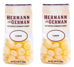 Hermann the German lemon candy front packaging showing bright lemon drops and brand