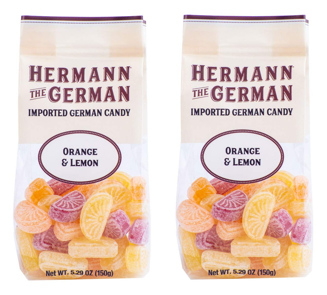 Hermann the German front packaging showing citrus candies and sharing appeal