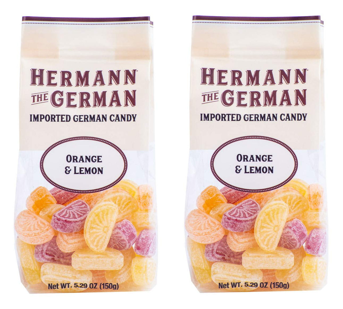 Hermann the German front packaging showing citrus candies and sharing appeal