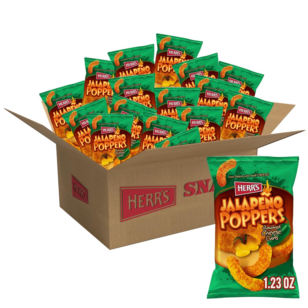 Herr's front packaging showing bold jalapeño poppers flavor and convenience