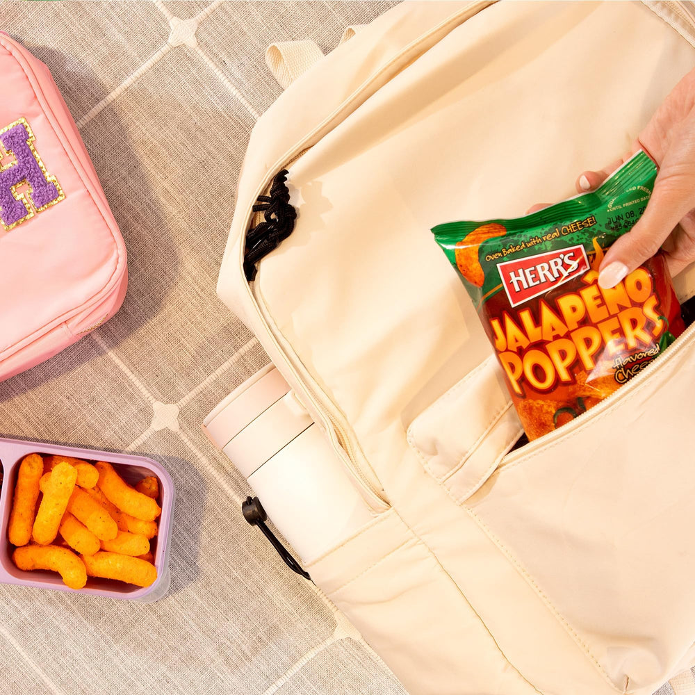 Herr's multiple individual bags stacked to demonstrate pantry-ready pack
