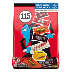 HERSHEY'S front packaging showing mixed chocolates and count benefits