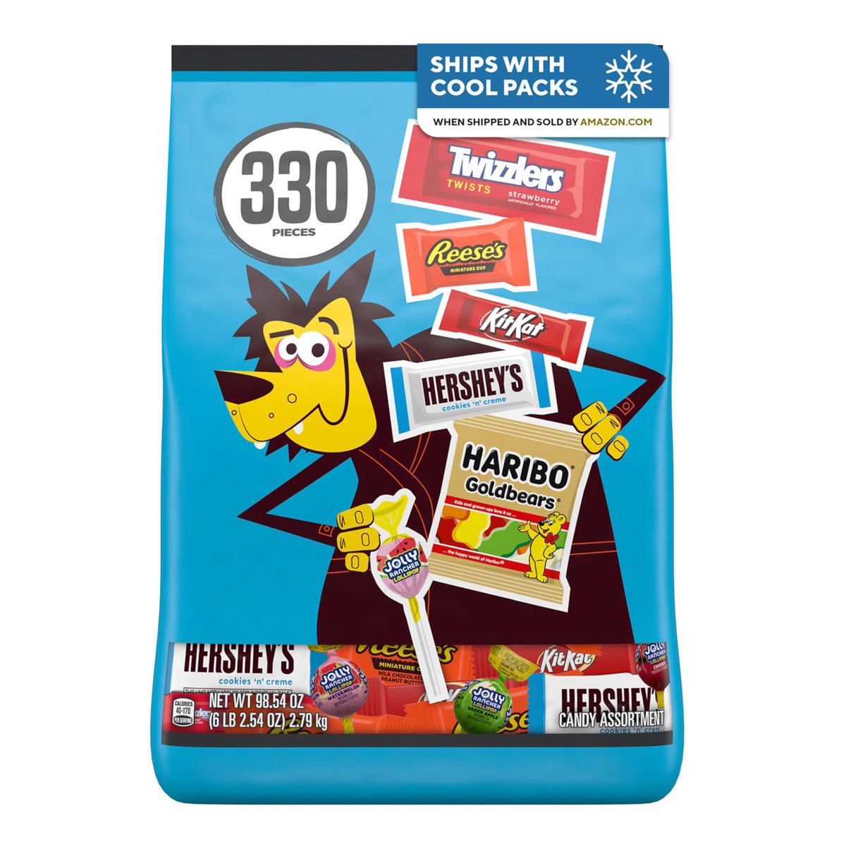 HERSHEY'S front packaging full 98.54 oz bag showing brand and variety for quick selection