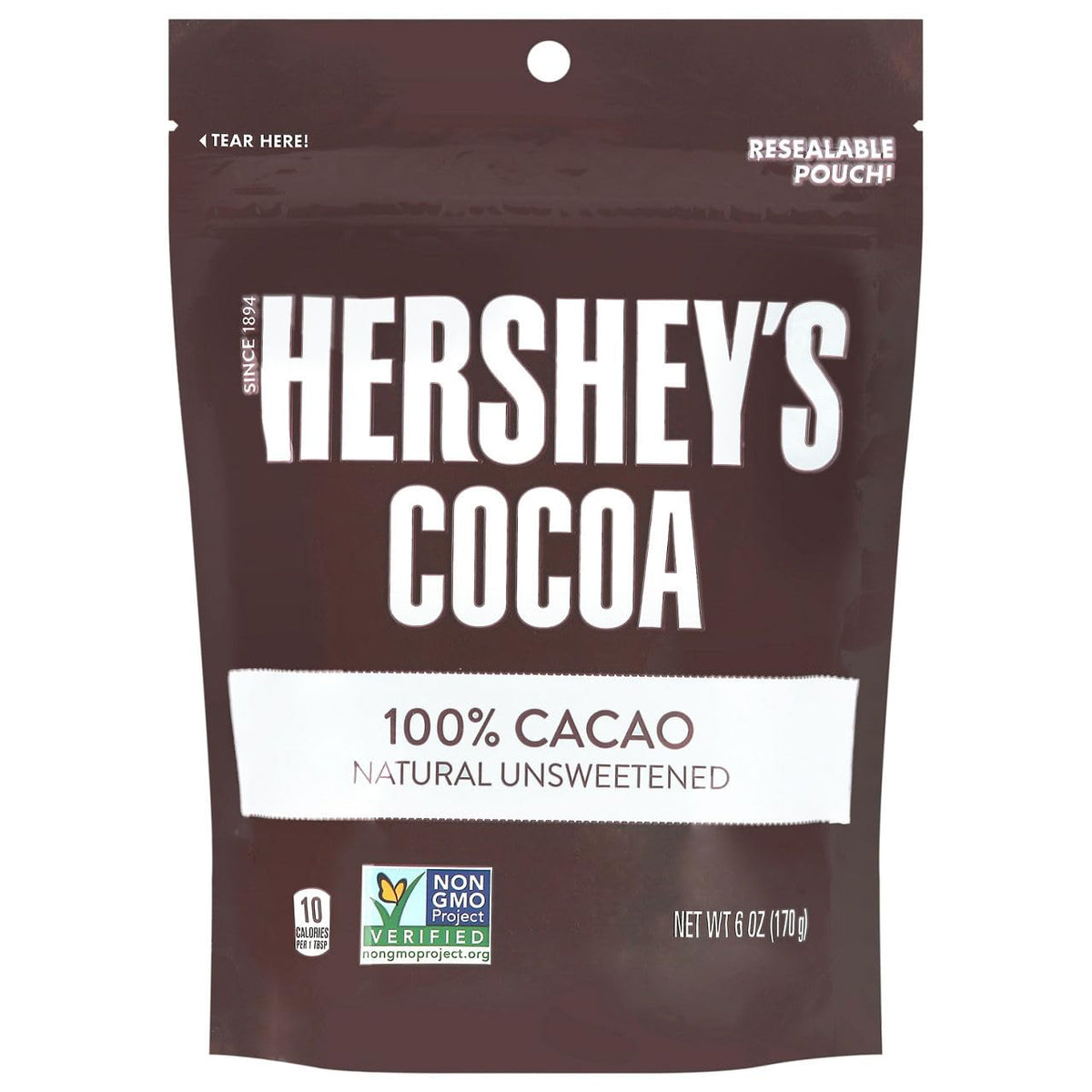 HERSHEY'S front pouch showing label and clear cocoa identity for recipe accuracy