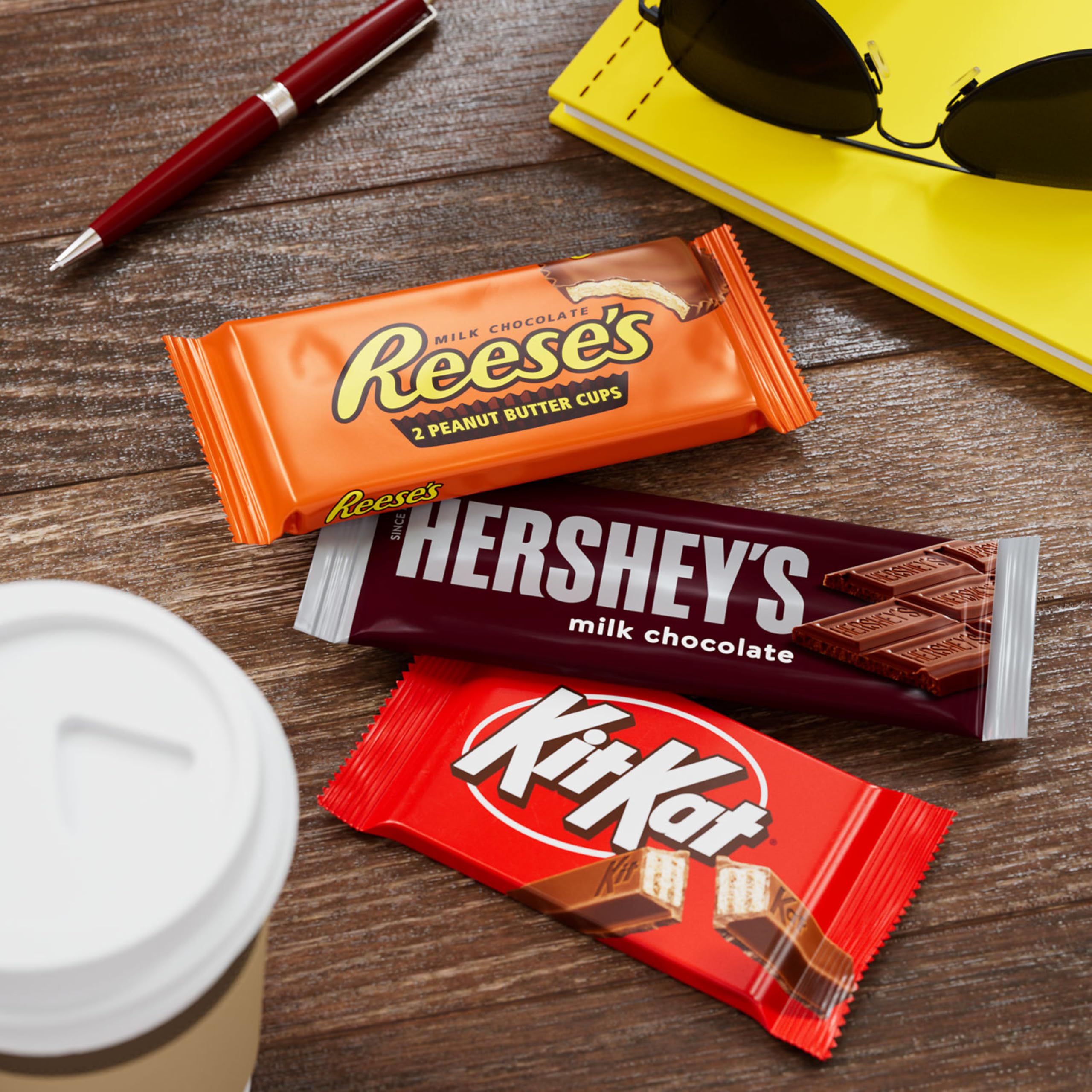 HERSHEY'S individually wrapped bars arranged for grab-and-go convenience