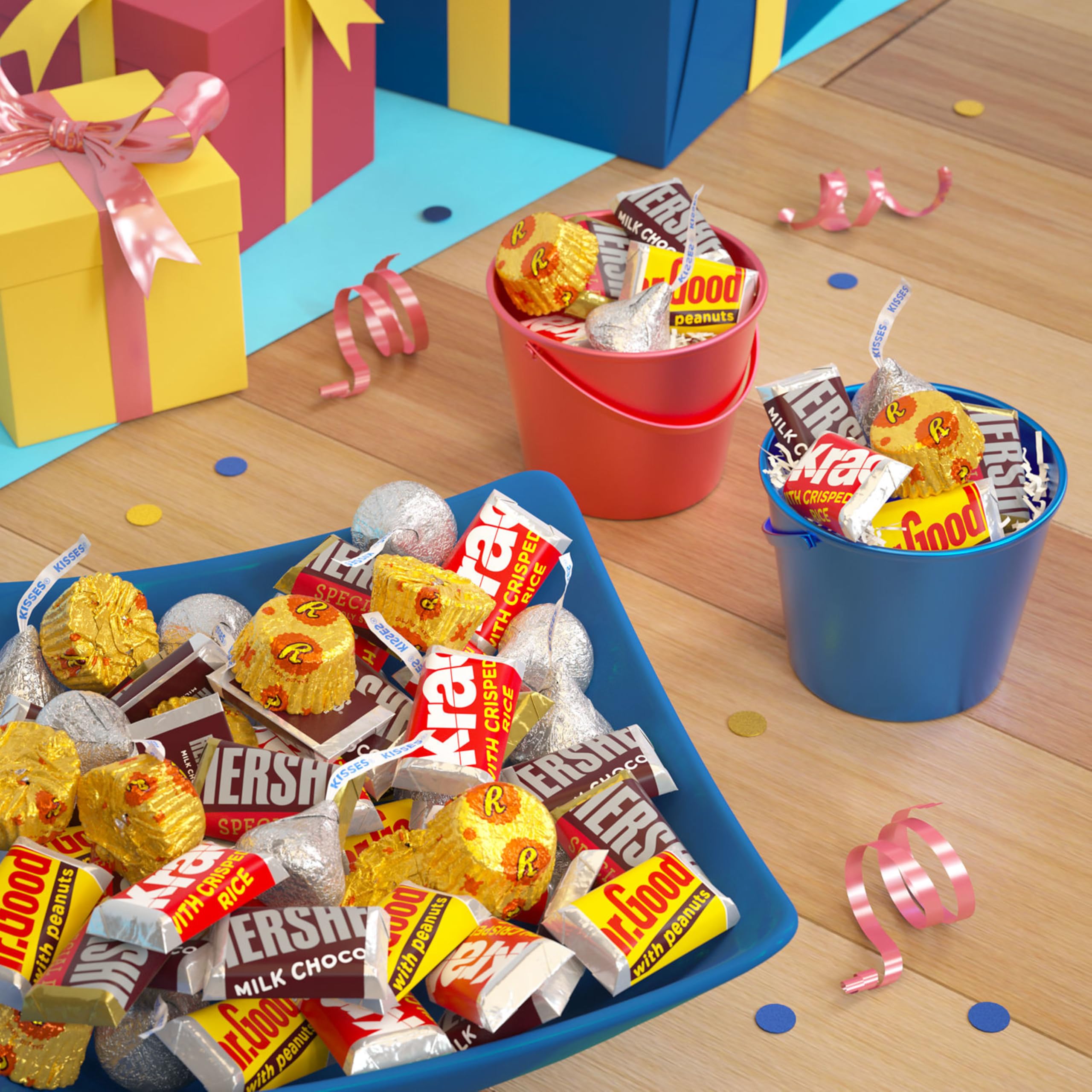 HERSHEY'S minis held in hand to show scale and easy grab-and-go size