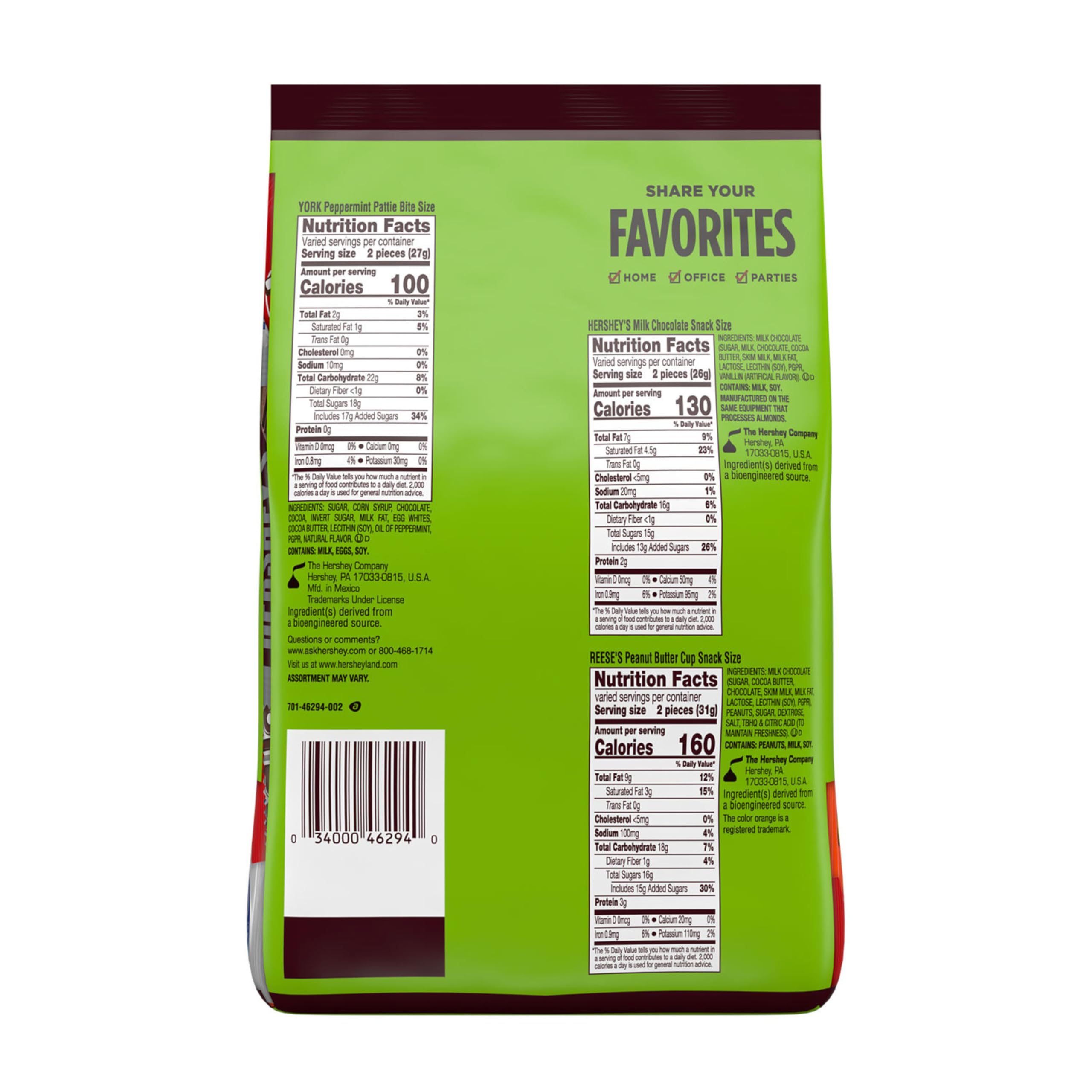 Close-up of mixed HERSHEY'S pieces highlighting flavors and textures for quick selection