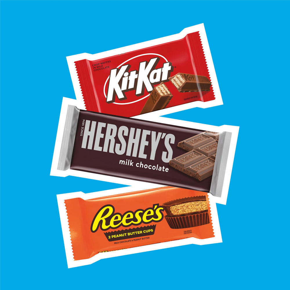 HERSHEY'S variety box beside a ruler to show size and portion clarity