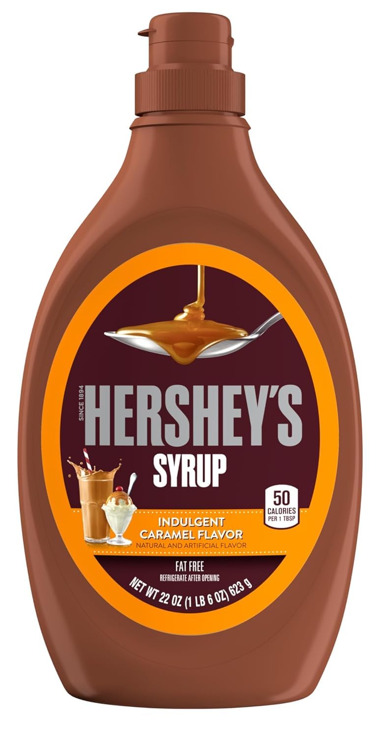 HERSHEY'S strawberry drizzle on pancakes creates fresh fruity taste