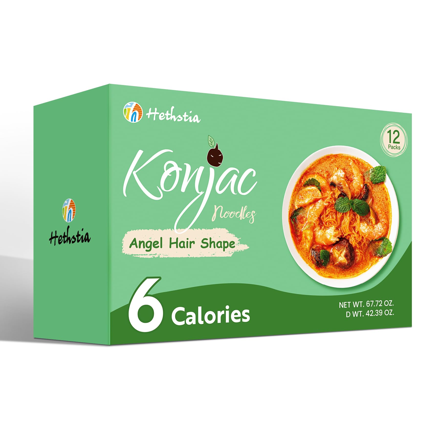 Hethstia front packaging showing 12-pack convenience and low-calorie benefit