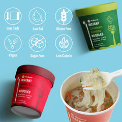 Hethstia open cup displaying noodles and broth ready to eat