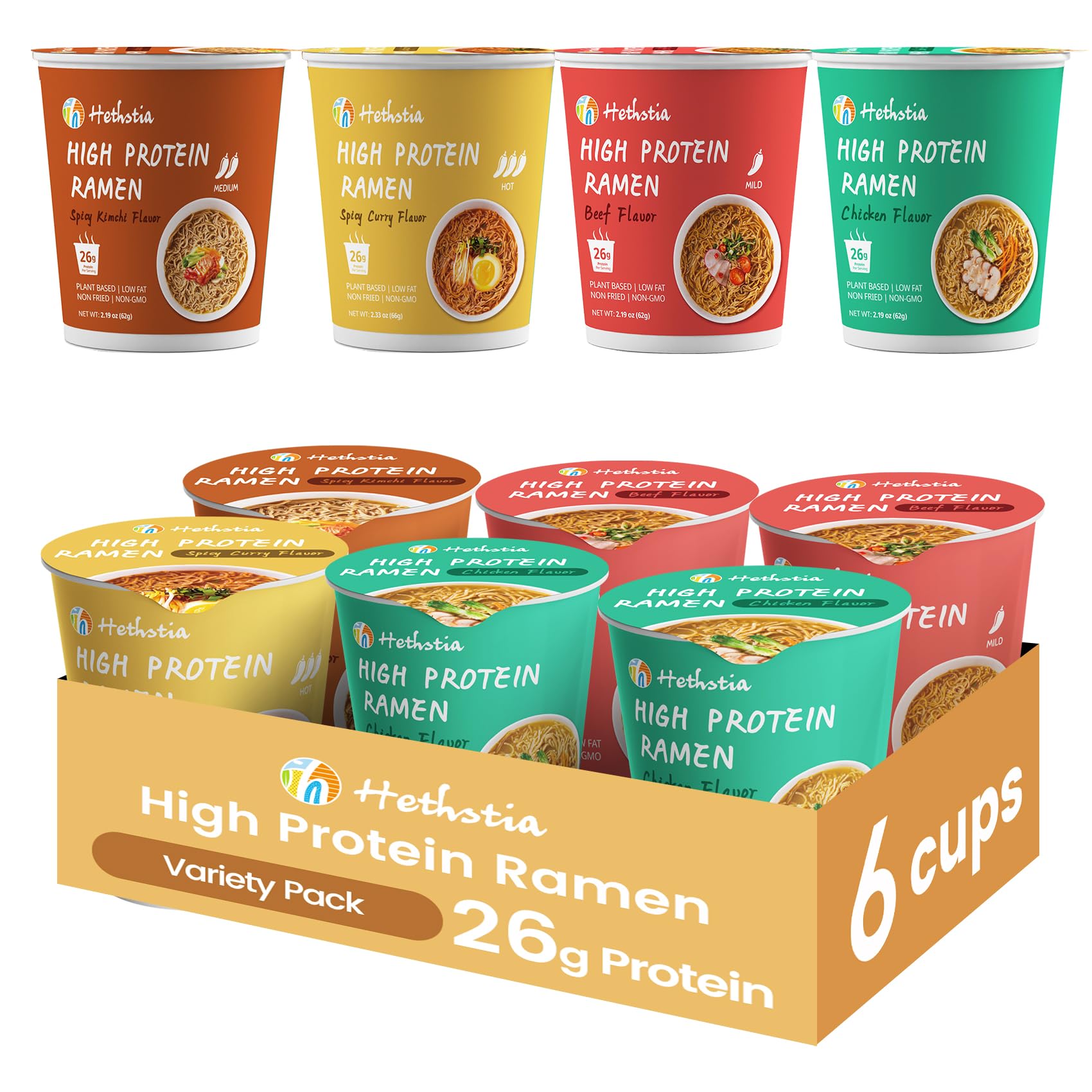 Hethstia front packaging of 6-pack showing variety and convenience