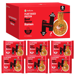 Hethstia front packaging showing protein-packed vegan ramen, communicates convenience
