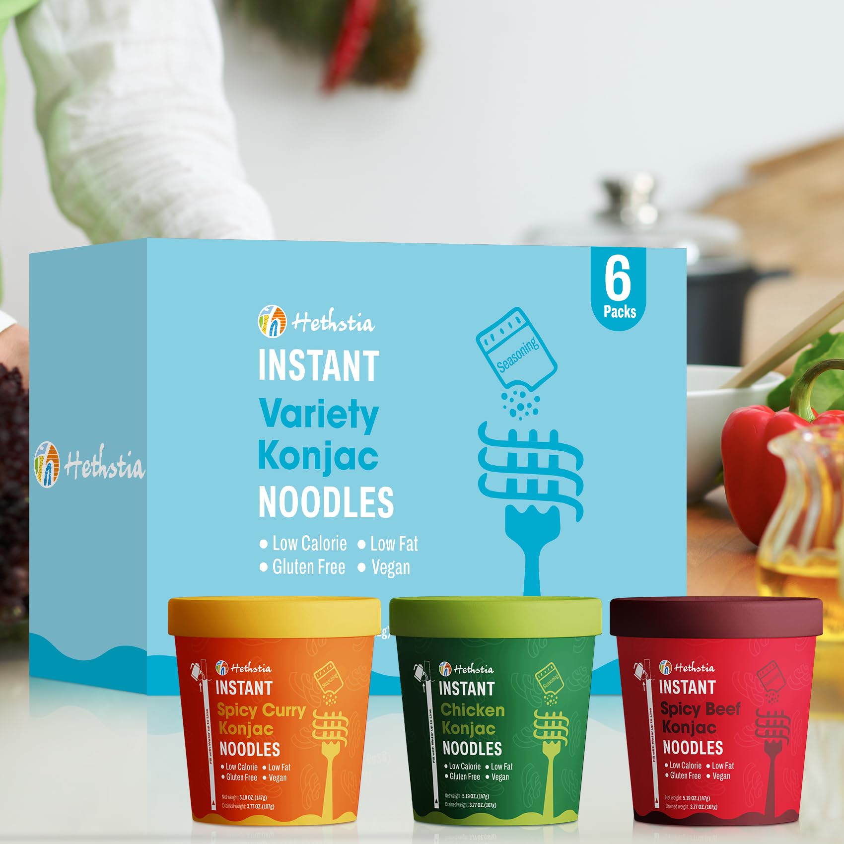 Hethstia cup on desk as quick lunch illustrating easy meal solution