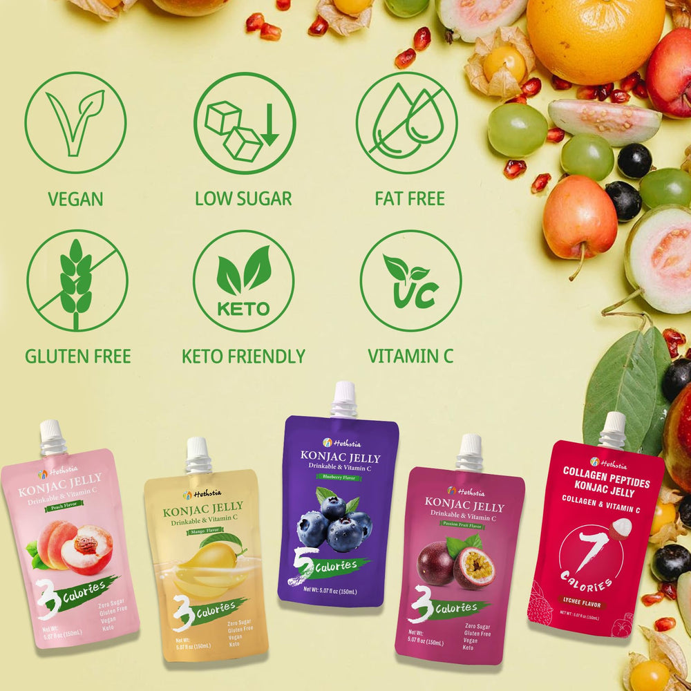 Hethstia lychee pouch label showing collagen peptide benefit