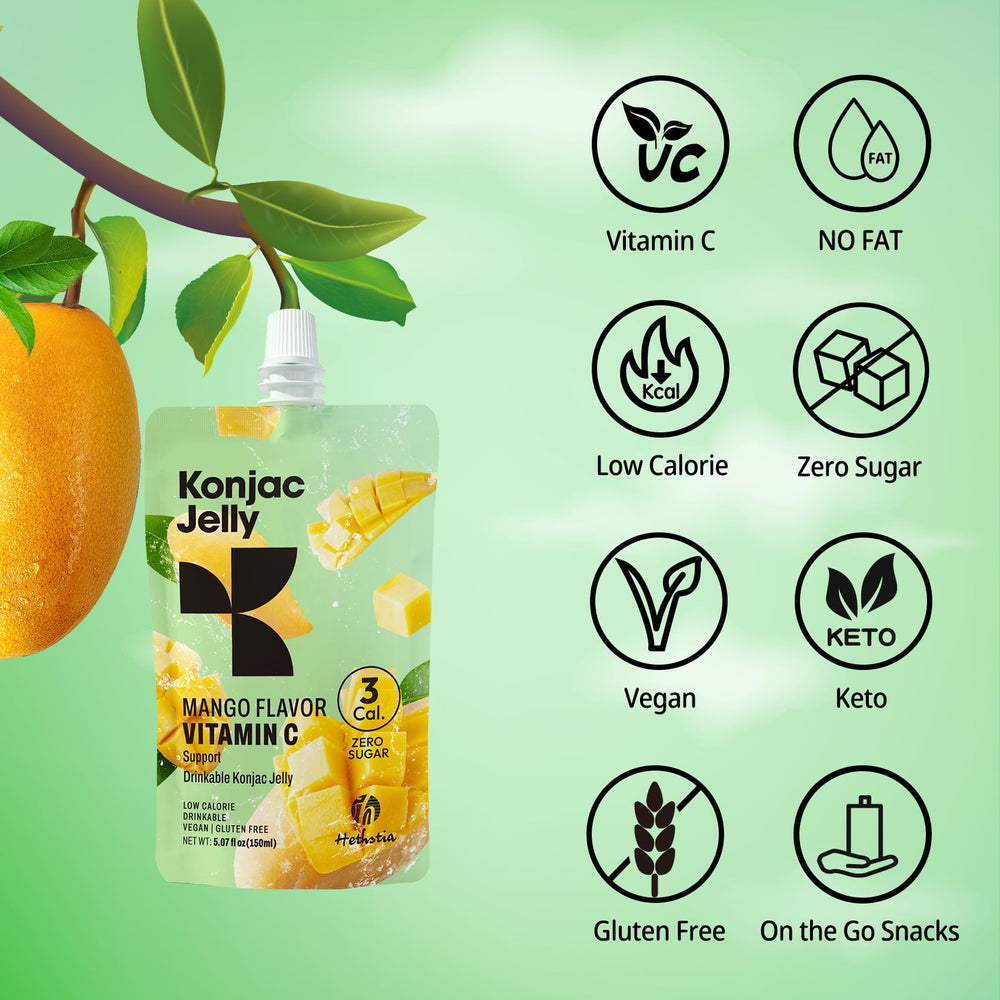 close-up of Hethstia mango konjac texture showing smooth drinkable jelly