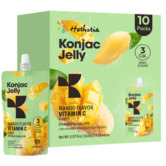 Hethstia front packaging showing 10 mango squeeze pouches and benefits