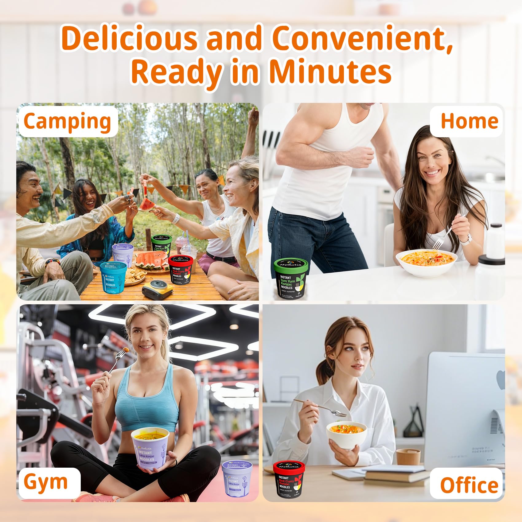 Hethstia cup on office desk with laptop ready-to-eat benefit: convenient workplace lunch