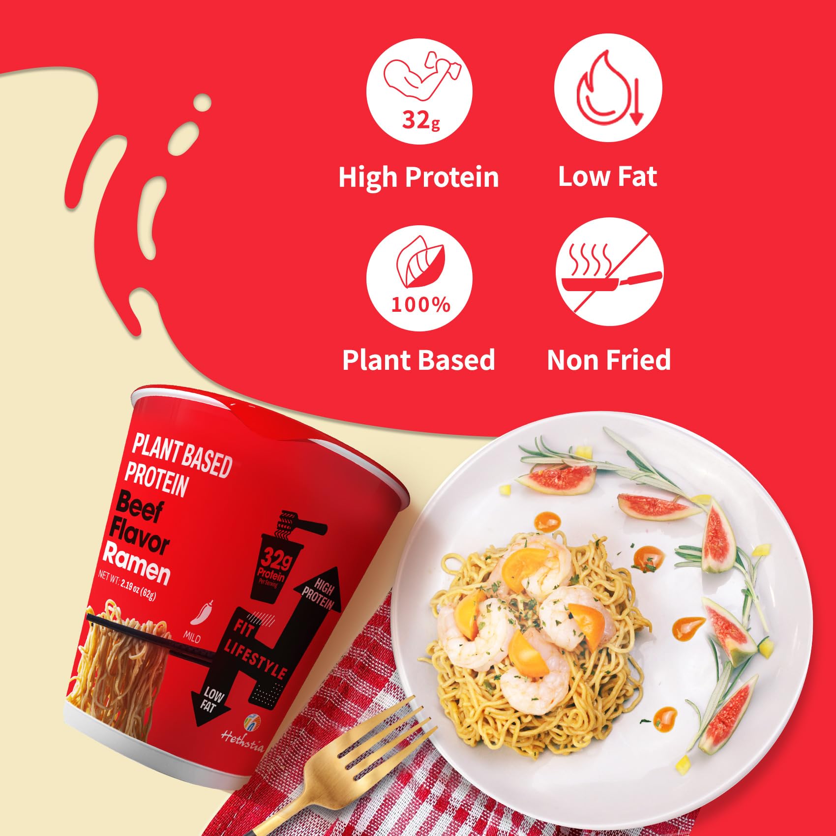 Hethstia open cup with noodles and broth-ready for hot water convenience
