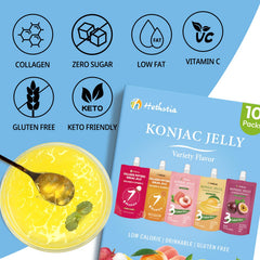 Hethstia pouches lined up displaying five flavors and on-the-go variety