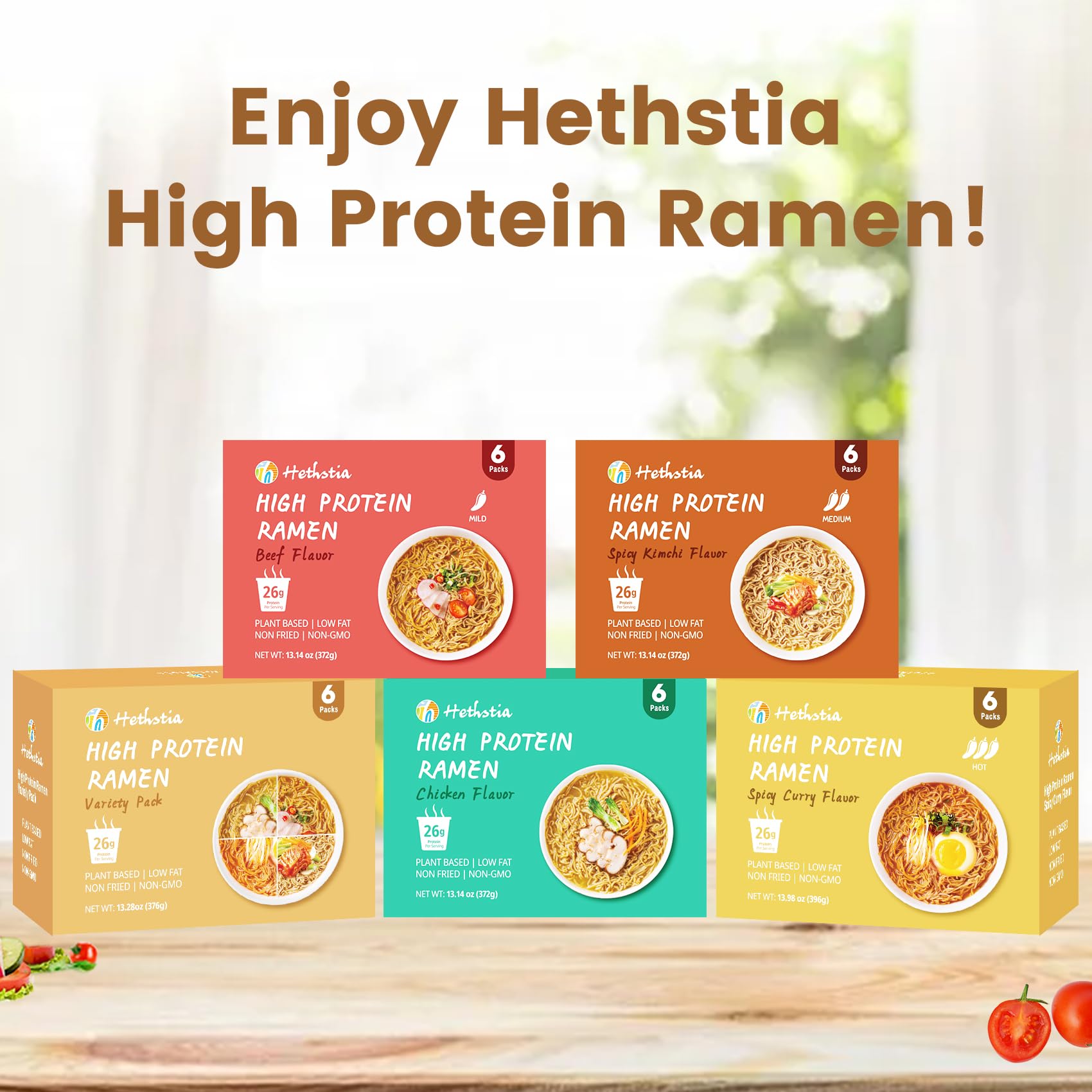 Hethstia ready-to-eat ramen bowl styled for a satisfying meal