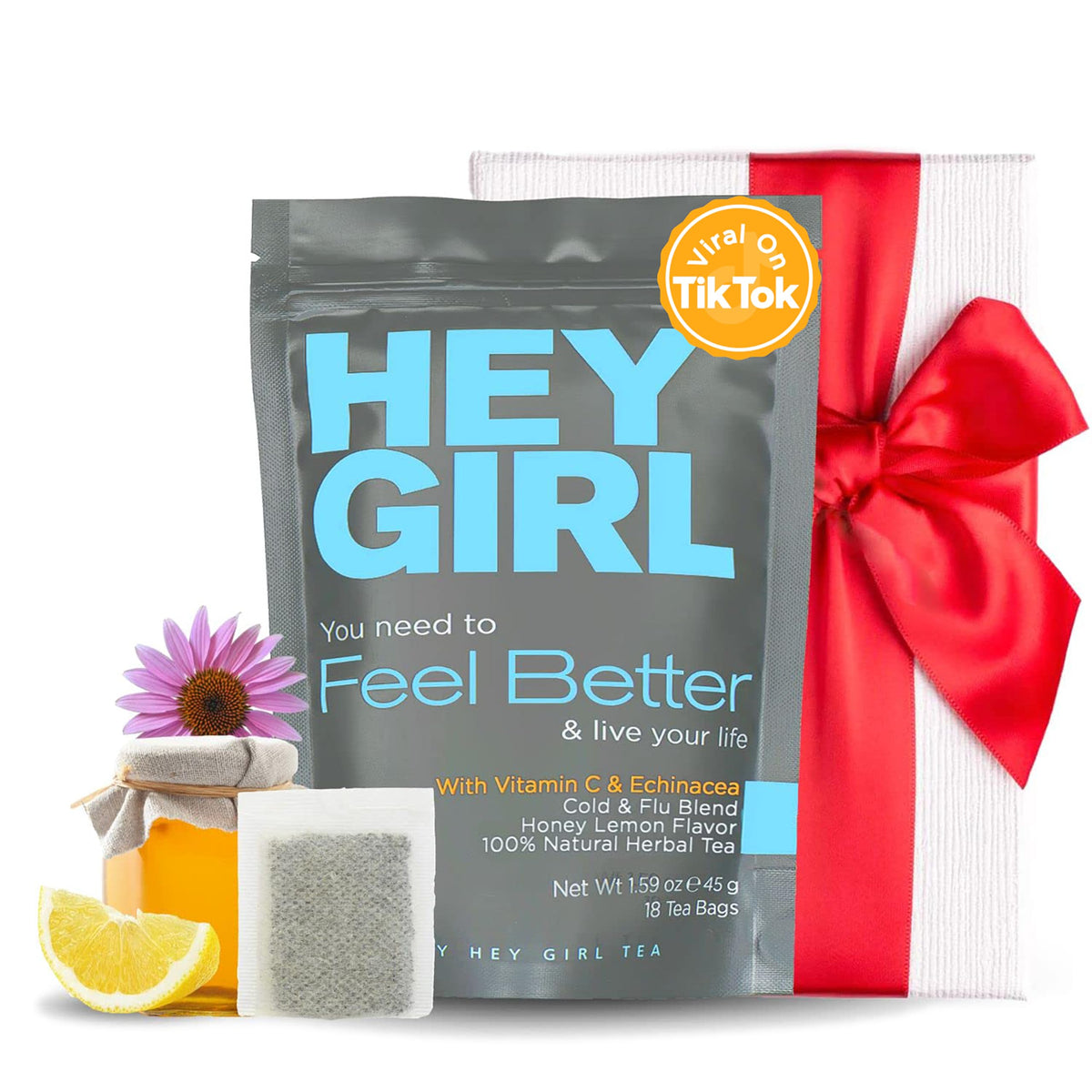 Hey Girl Tea front packaging showing calming design and easy gift appeal