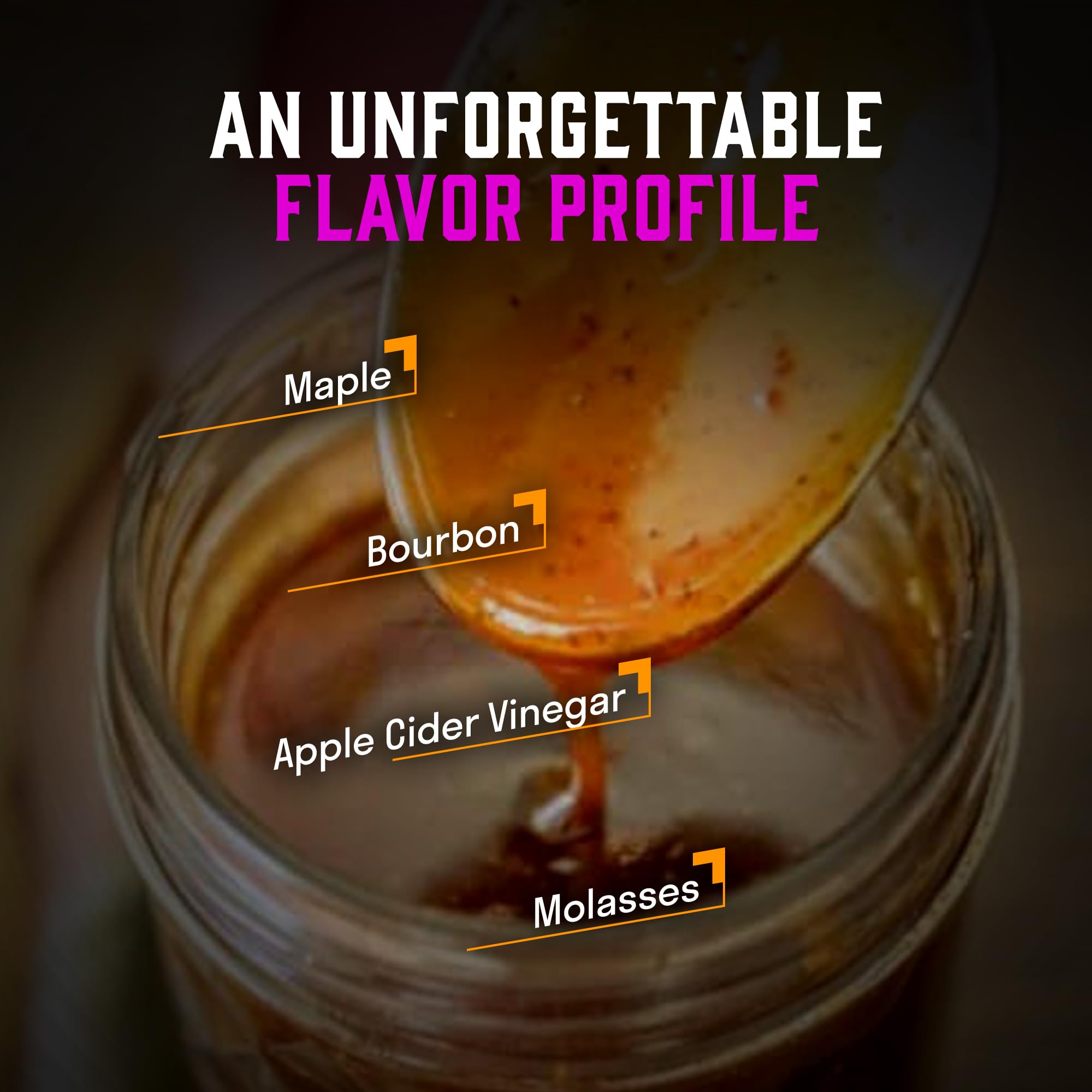 Hey Grill Hey label detail showing pitmaster-crafted Maple Bourbon flavor