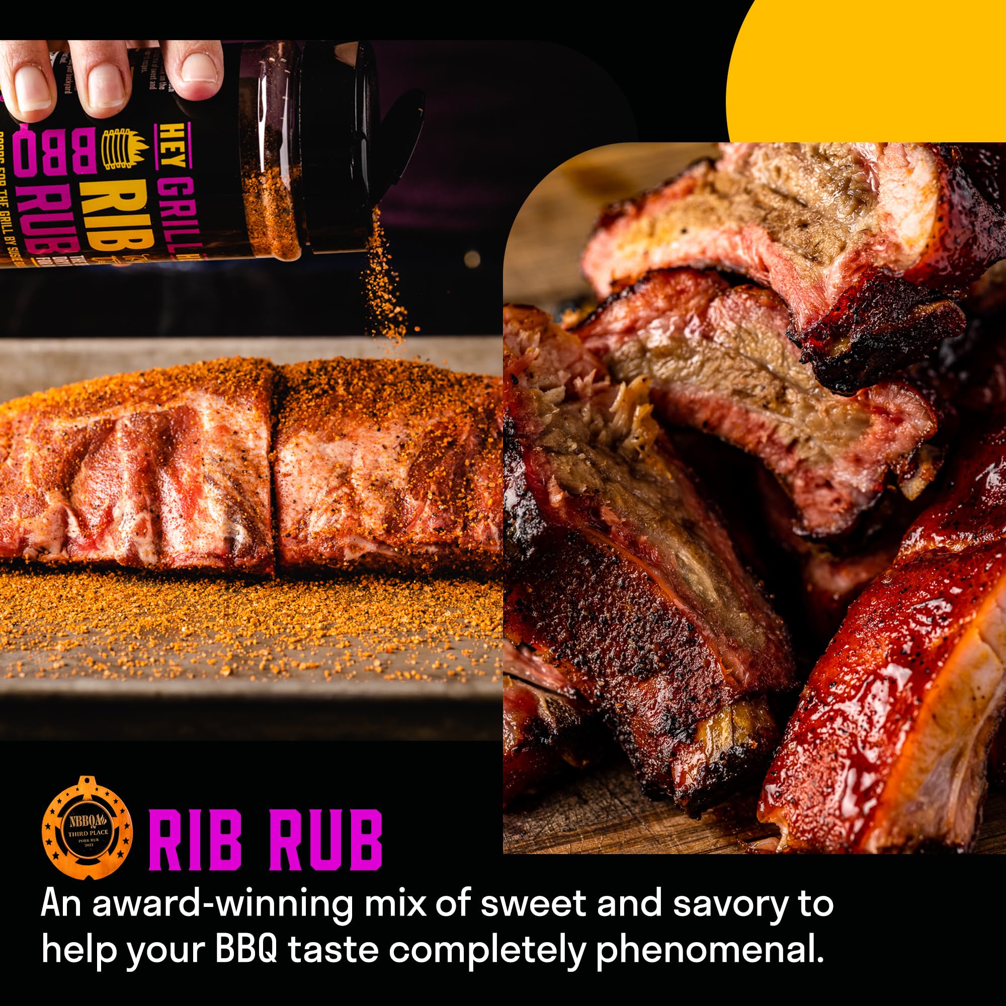 Hey Grill Hey open jar showing coarse texture and seasoning depth for flavor