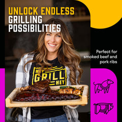 Hey Grill Hey spoonful of rub on wood showing coarse grains for even crust