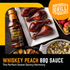 Hey Grill Hey bottle pictured at an angle highlighting glossy label and cap
