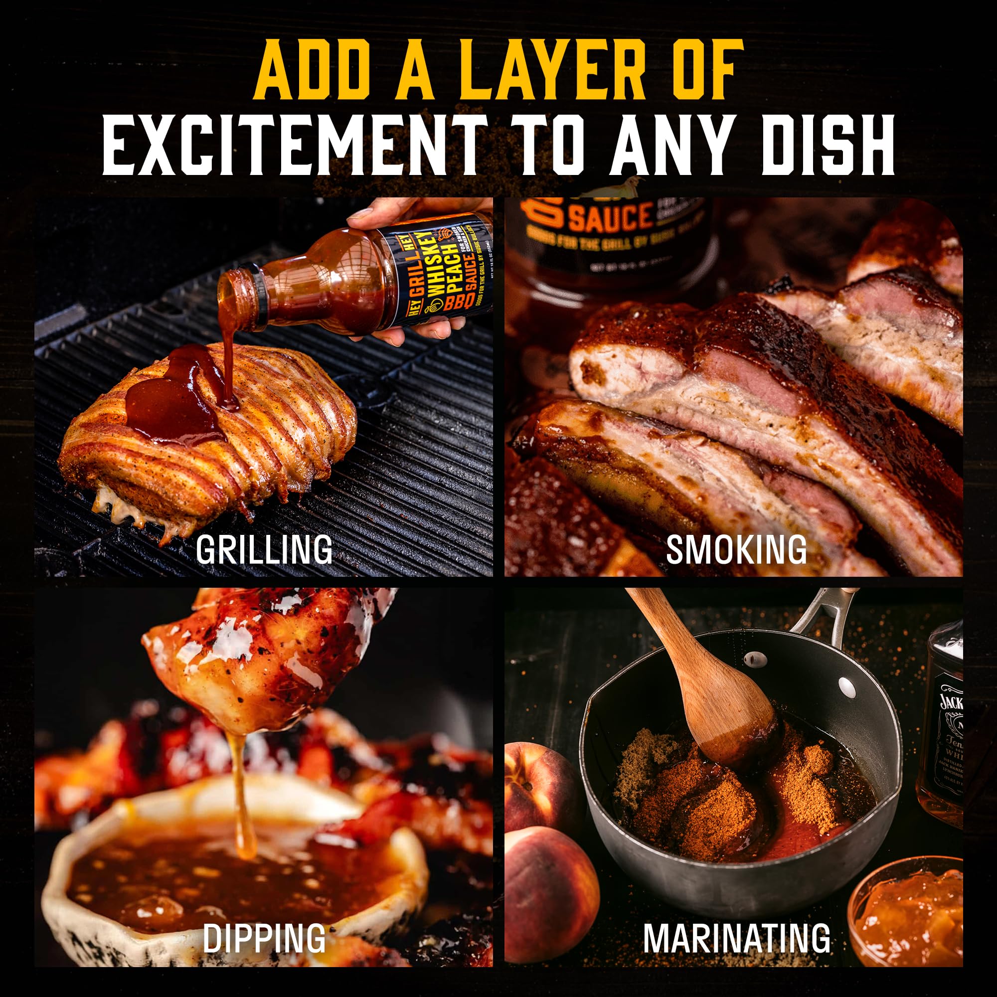 Hey Grill Hey sauce brushed on ribs creating sticky caramelized barbecue finish