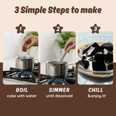HeySweet cube dissolving in pot showing easy preparation and clear jelly