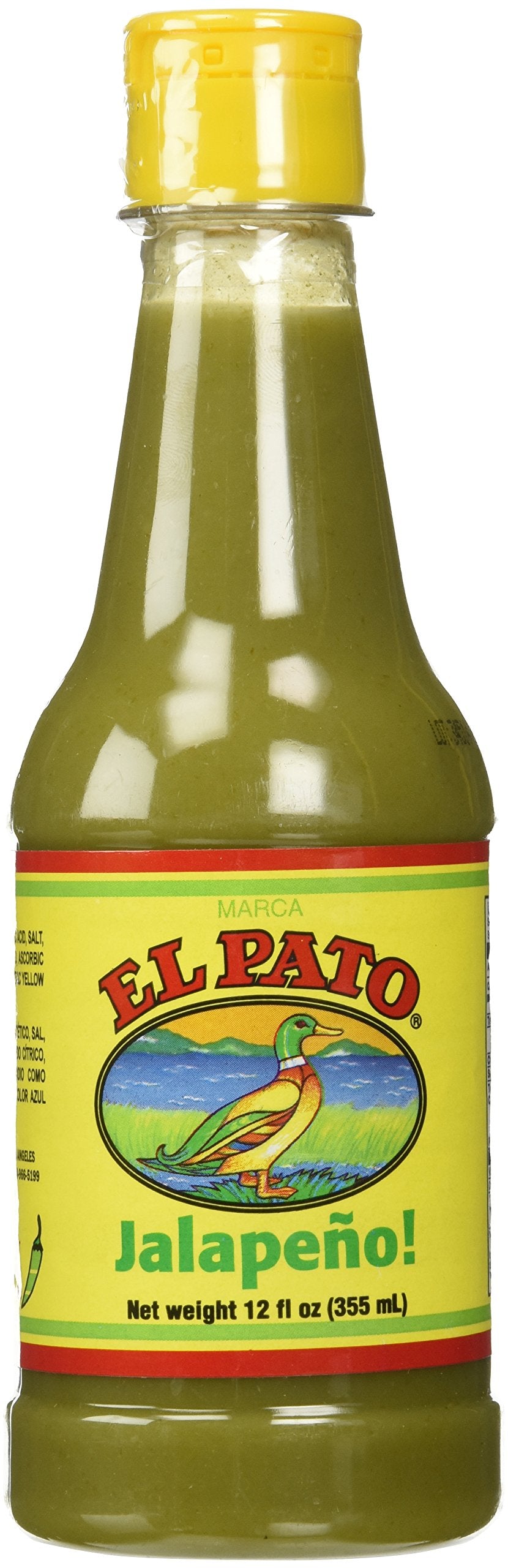 Heywood El Pato bottle front view showing label and vibrant green sauce for versatile flavor