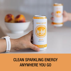 hi ball can held in hand showing 16 fl oz size for portability