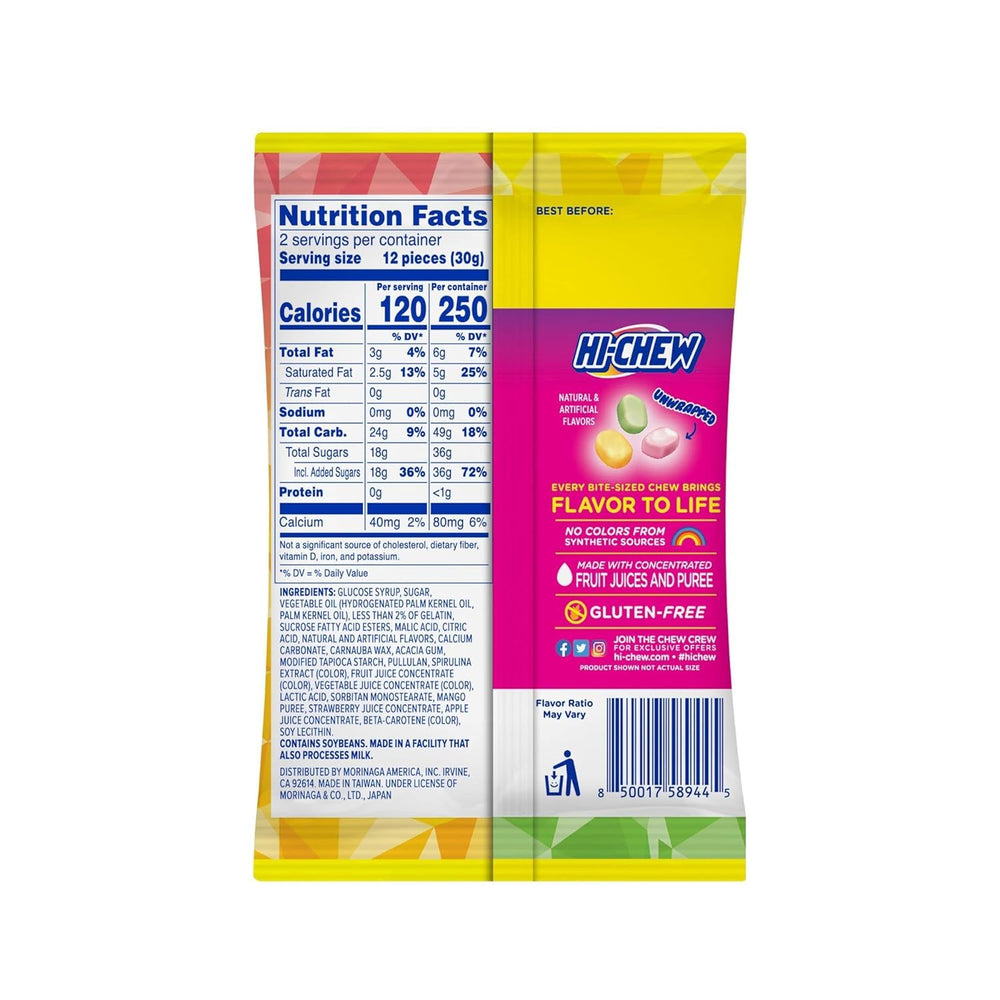 HI-CHEW label and ingredient panel highlighting gluten-free clarity