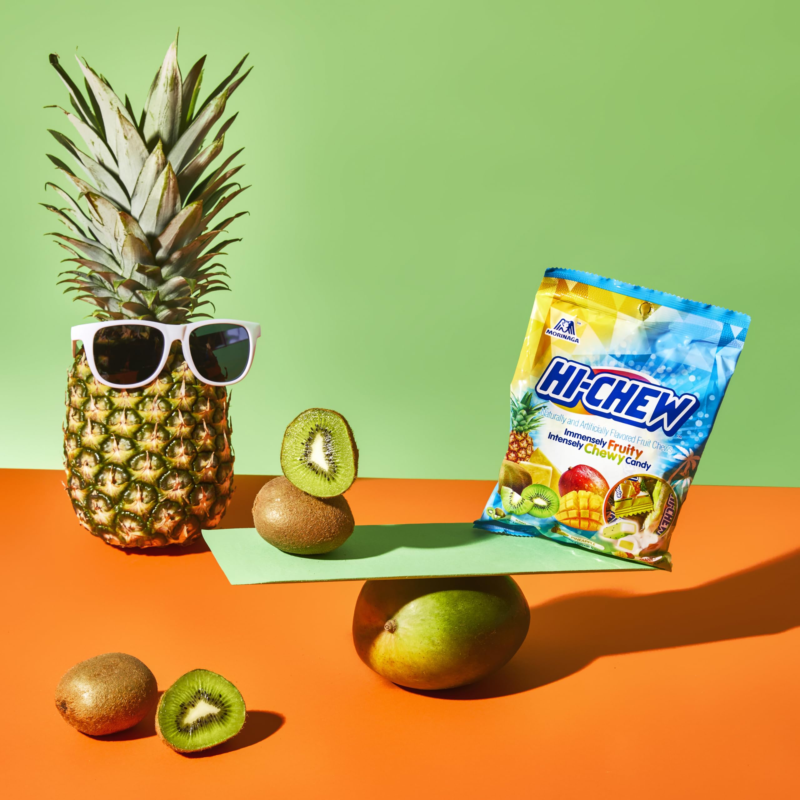 HI-CHEW close-up of kiwi chew texture highlighting soft chew and true-to-fruit flavor