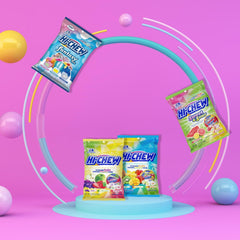 HI-CHEW close-up cross-section revealing double-layer texture and lasting flavor