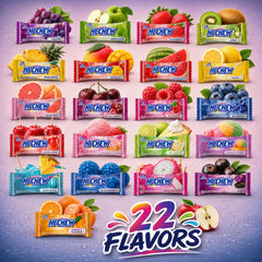 HI-CHEW assorted flavors spread out to show color variety and tasting options