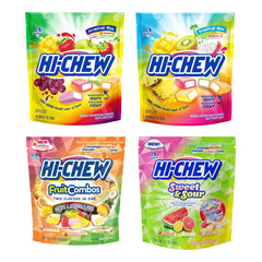 HI-CHEW front packaging showing four pouches and bulk quantity for easy sharing