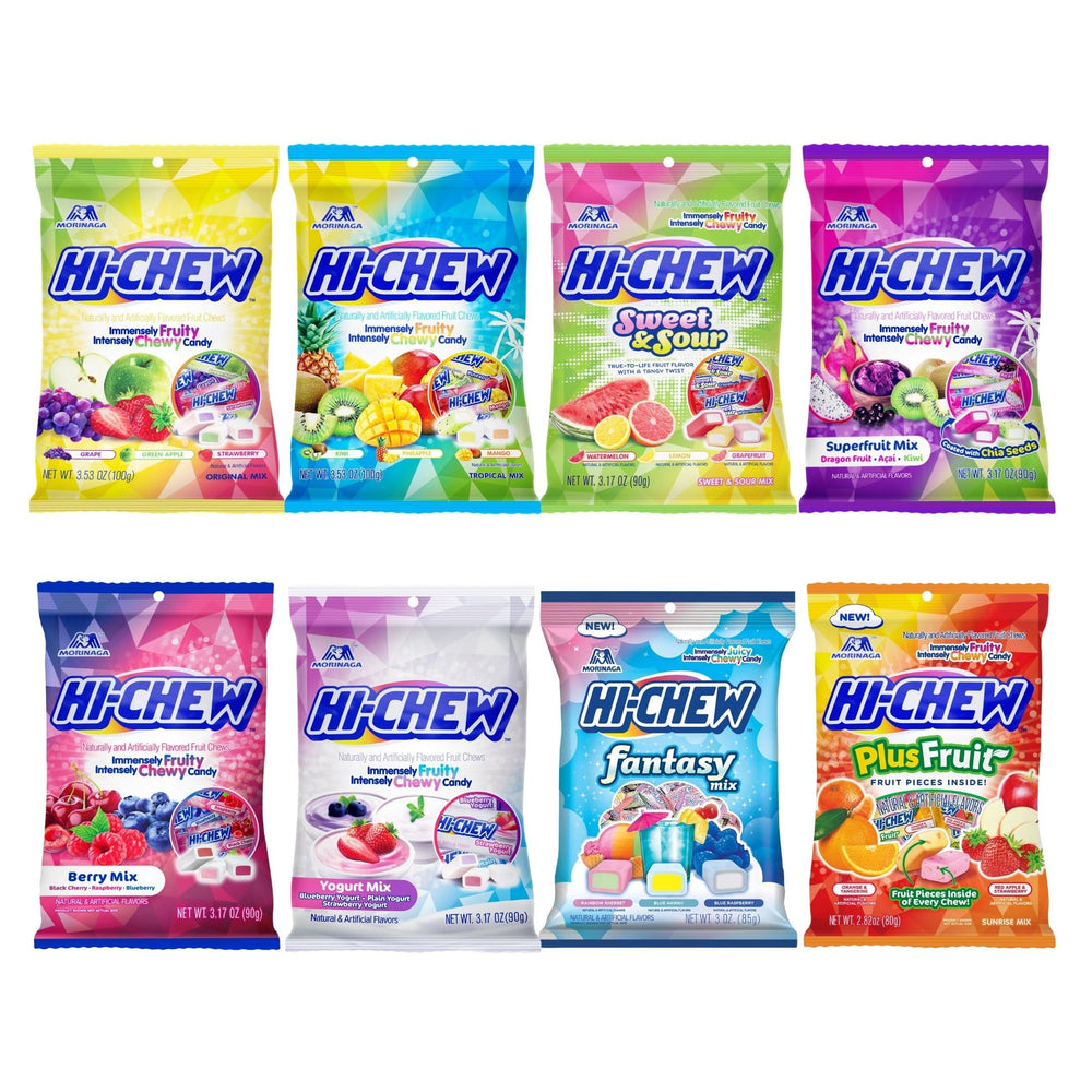 HI-CHEW front packaging showing variety mix for quick shelf recognition