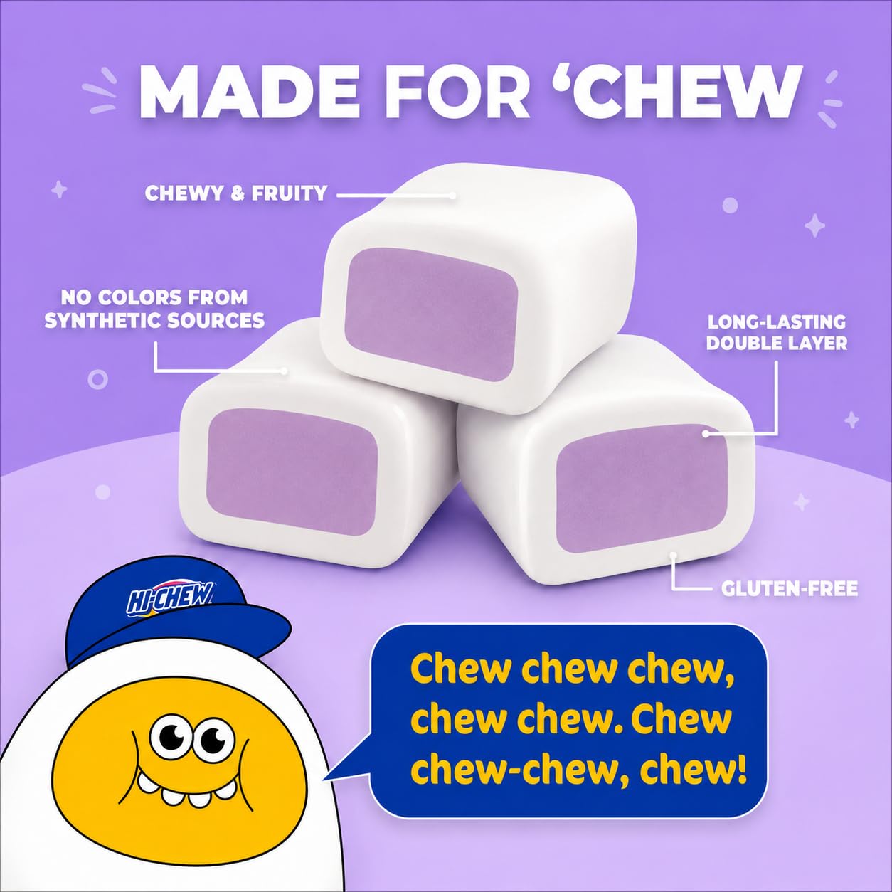 HI-CHEW single stick unwrapped displaying soft chewy interior for easy snacking