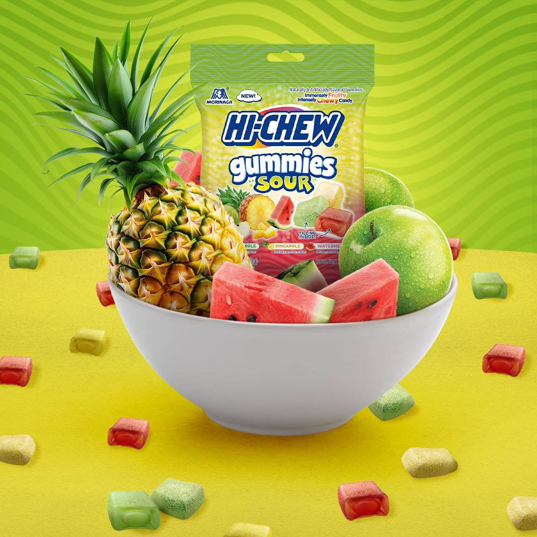 HI-CHEW close-up of chewy texture and double-layer design highlighting intense flavor release