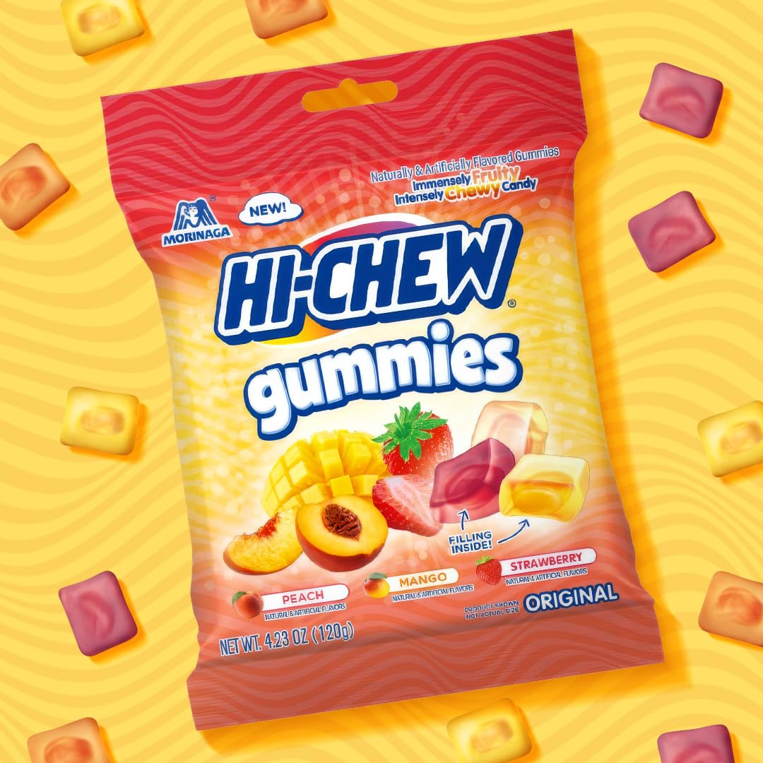 HI-CHEW gummy in hand for scale and easy grab-and-go snacking benefit