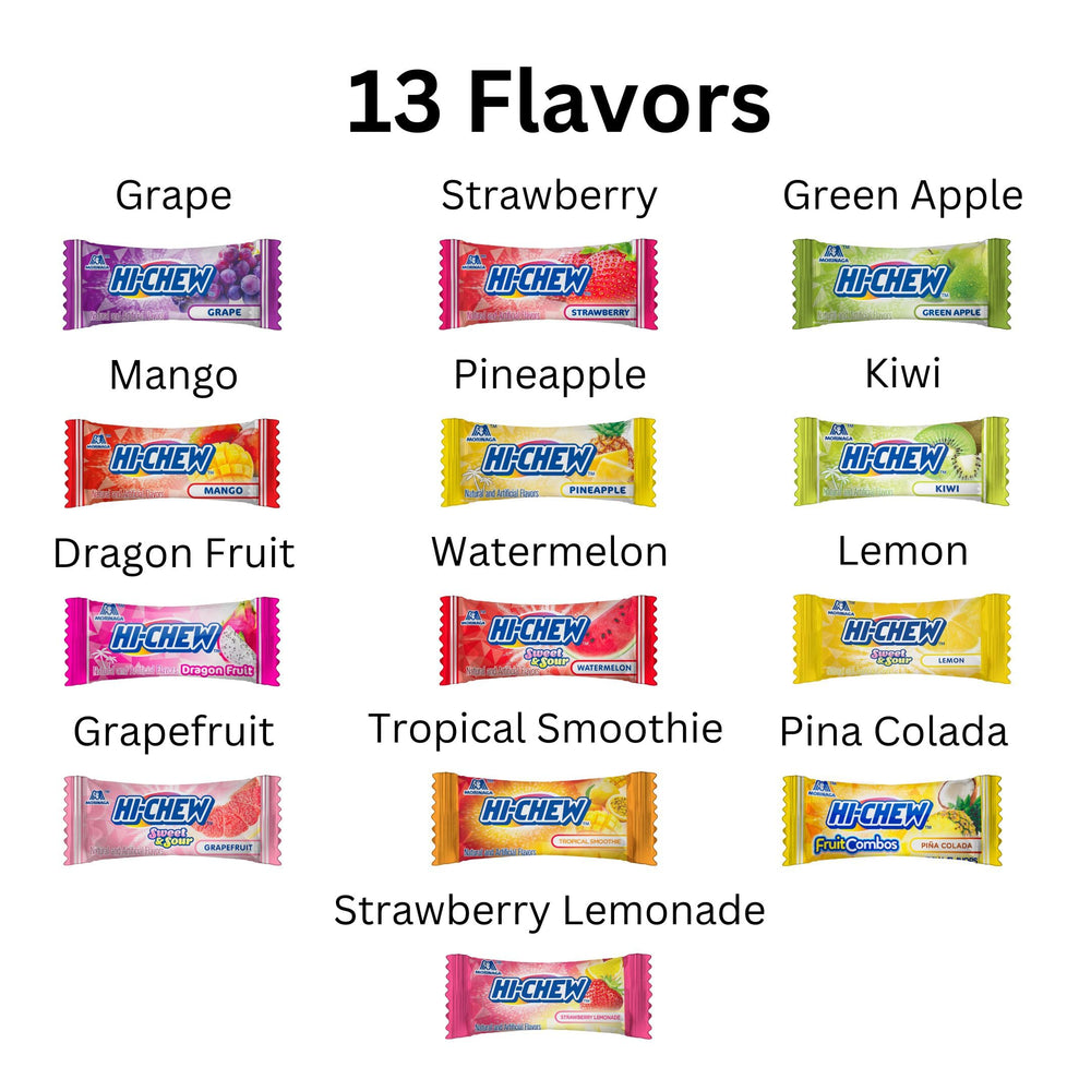 HI-CHEW individually wrapped pieces scattered to show portion control convenience