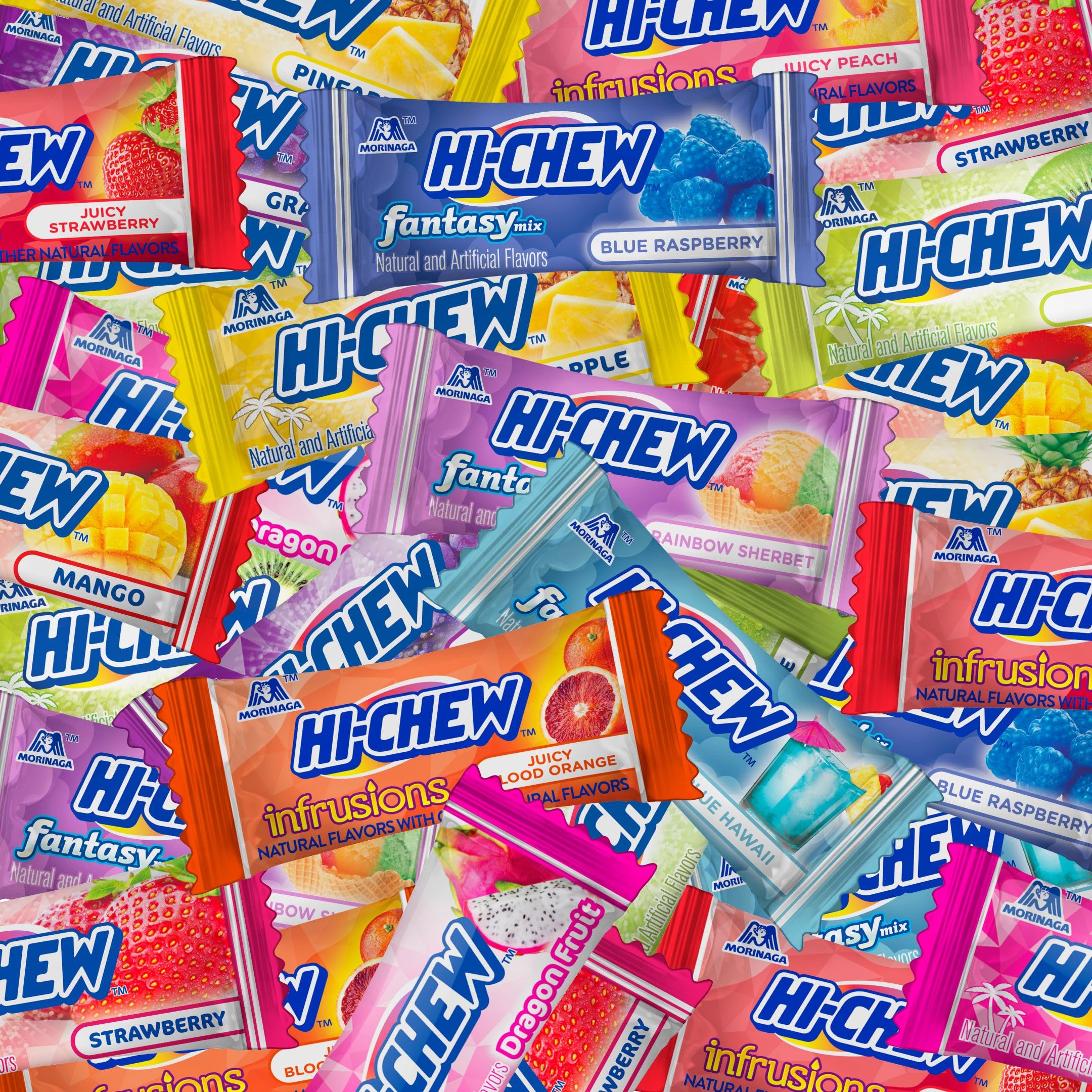 HI-CHEW individually wrapped pieces displayed to show grab-and-go convenience