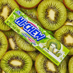 HI-CHEW unwrapped kiwi stick close-up showing chewy texture and appetizing look