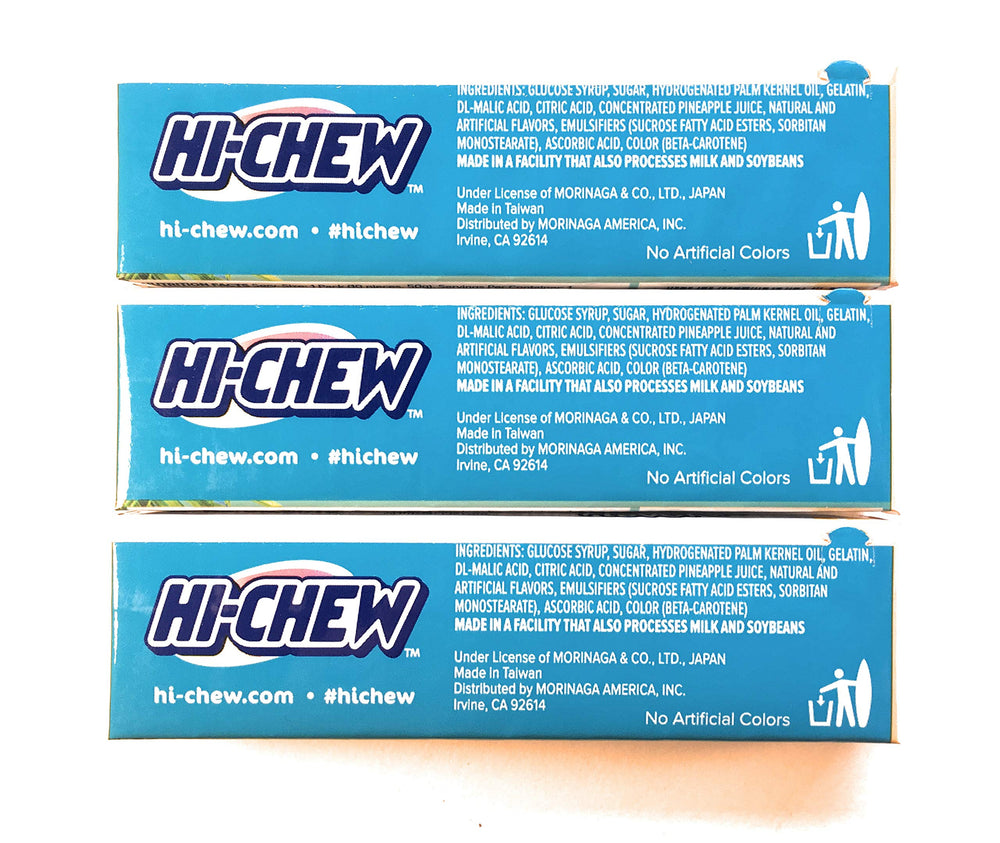 HI-CHEW close-up of a single pineapple chew revealing soft texture and intense fruit appeal