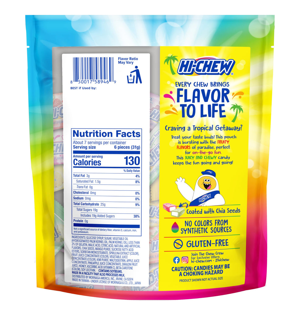 HI-CHEW resealable pouch top emphasizing convenient storage and freshness retention